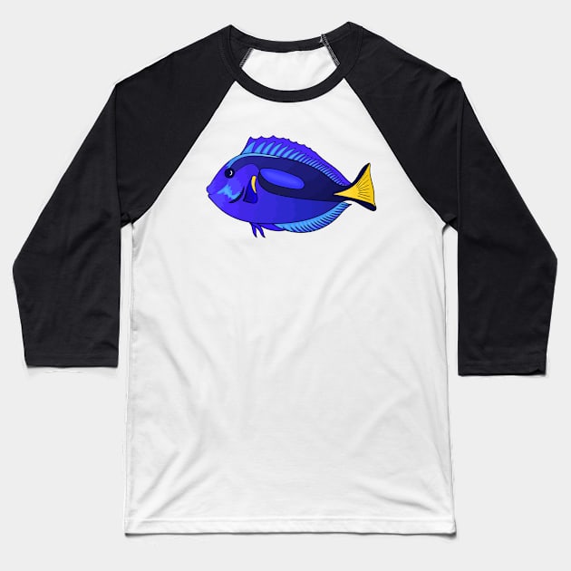 Blue tang fish cartoon illustration Baseball T-Shirt by Cartoons of fun